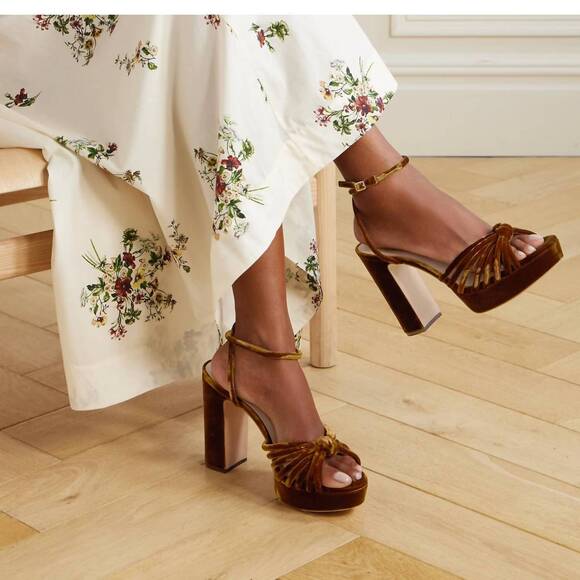 NEW LOEFFLER RANDALL women's rivka knot platform sandal in dark brown